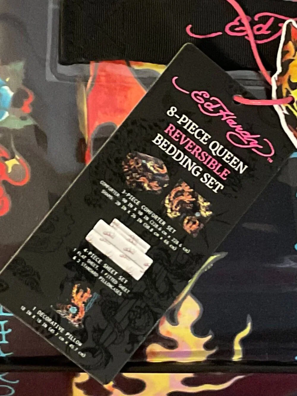 Ed Hardy Queen 8-Piece Reversible Bedding Set  NWT